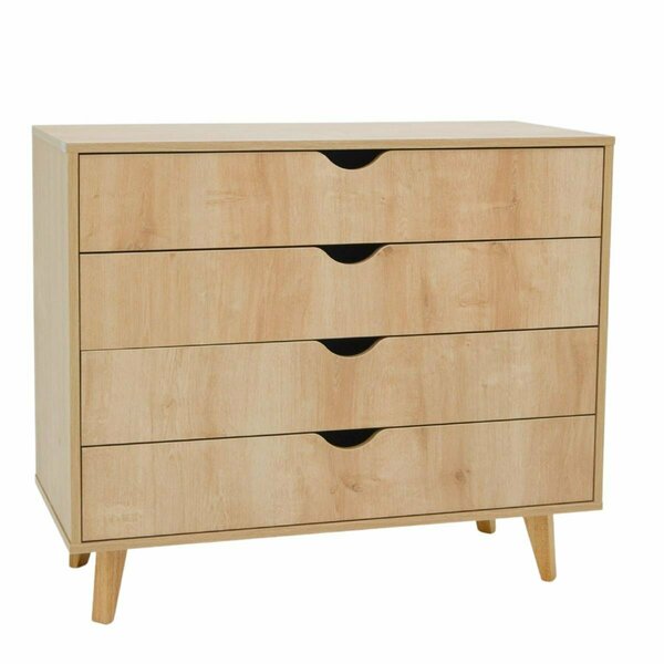 Homeroots 35 in. Solid Wood Four Drawer Standard Dresser, Natural 489232